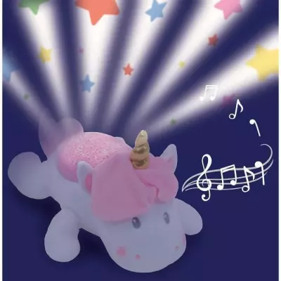Peluche veilleuse musicale LICORNE rose, 39 cm - JEMINI