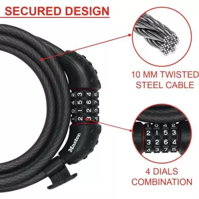 Antivol pour vélo Master Lock 8120EURDPRO - Câble en acier 1,8m