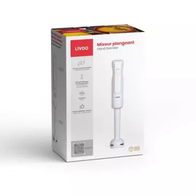 Mixeur plongeant LIVOO 300W - 2 lames inox - Blanc