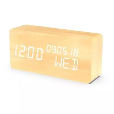 Réveil 4 en 1 EVOOM - Modèle WOOD - Radio numérique - Couleur Naturel
