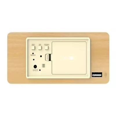 Réveil 4 en 1 EVOOM - Modèle WOOD - Radio numérique - Couleur Naturel