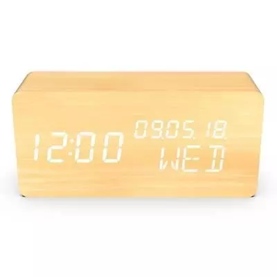 Réveil 4 en 1 EVOOM - Modèle WOOD - Radio numérique - Couleur Naturel