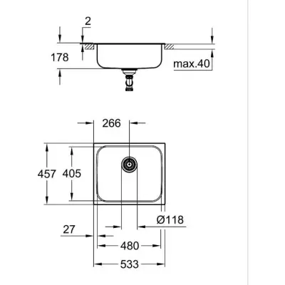 Évier de cuisine en acier inoxydable GROHE K200 - Compact et élégant