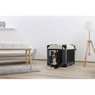 Transportez votre animal avec style - Box de transport KERBL Journey 70 x 52 x 52 cm - Gris / Beige Transportez votre animal avec style - Box de transport KERBL Journey 70 x 52 x 52 cm - Gris / Beige