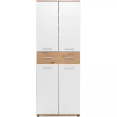 Meuble à chaussures Jacky 42 - Chêne/Blanc - 6 Étagères - Capacité 24 Paires