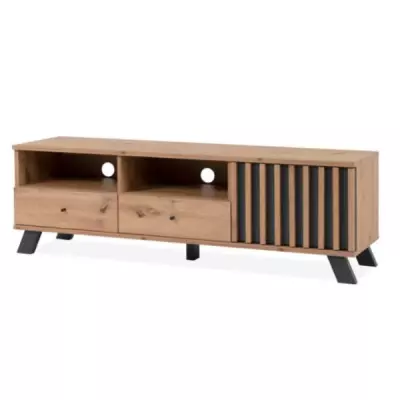 Meuble TV MEDAN - Style artisan chêne et anthracite