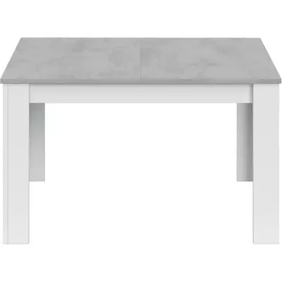 Table à manger extensible KENDRA - Blanche artik et ciment - 4 à 6 personnes