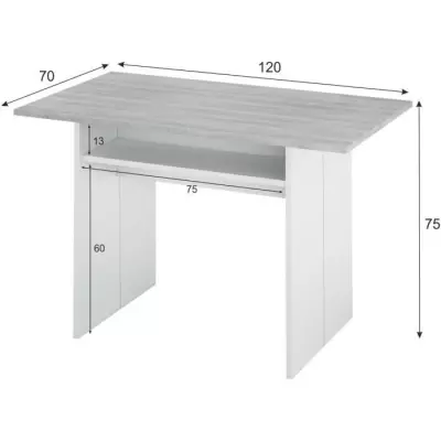 Table d'appoint extensible TAVOLO gris béton - L 120 cm