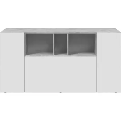 Buffet LOIRA - Blanc & Ciment - 3 portes + 3 niches