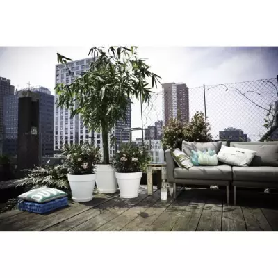 Pot de fleurs rond avec roues Loft Urban - Ø 40 cm - Blanc
