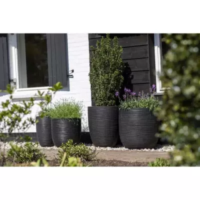 Jardinière Nature Rib Noir 54 x 52 cm - KBLR935 Jardinière Nature Rib Noir 54 x 52 cm - KBLR935