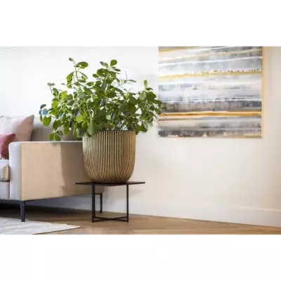 Cache-pot élégant CAPI Jardiniere Groove 43x41 cm noir et doré
