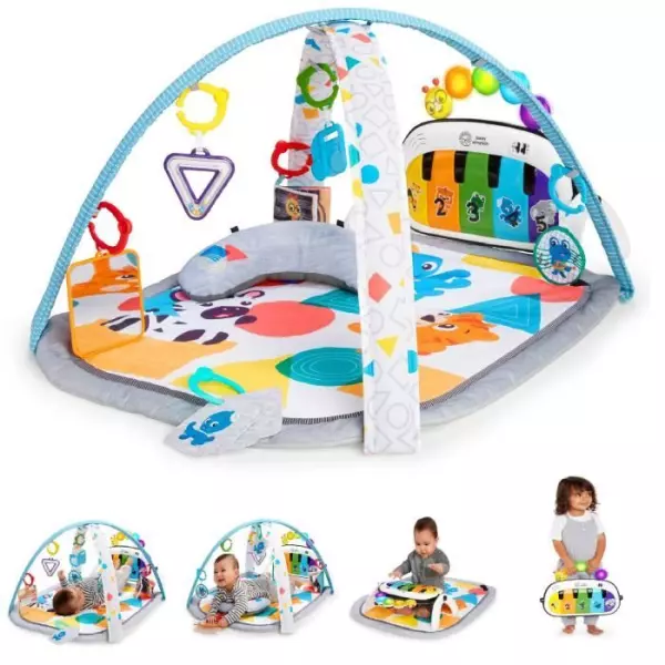 BABY EINSTEIN Tapis de sol éveil bébé évolutif 4-en-1 - Kickin' Tunes - Jouet piano amovible, arche, jouets sensoriels, mult