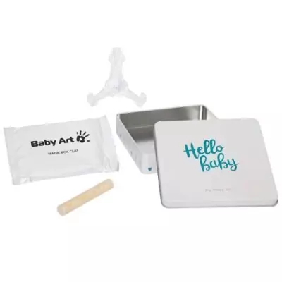Kit Empreintes Mains et Pieds Bébé dans Boîte Métal - Cadeau Naissance ou Baptême