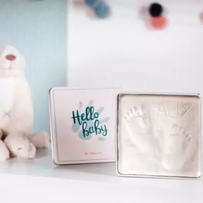Kit Empreintes Mains et Pieds Bébé dans Boîte Métal - Cadeau Naissance ou Baptême