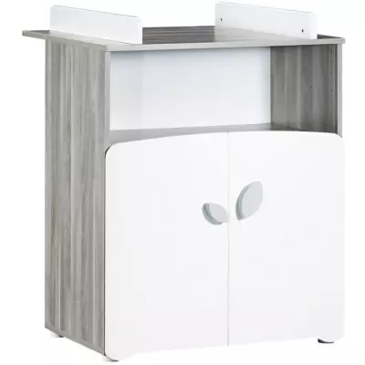 Ensemble chambre bébé duo Leaf: lit 120x60, commode à langer - Blanc