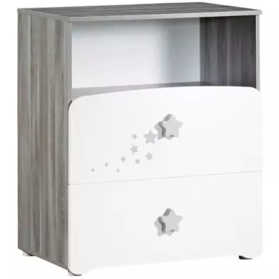 Chambre bébé duo Nao : lit 120x60, commode à langer - Blanc Chambre bébé duo Nao : lit 120x60, commode à langer - Blanc