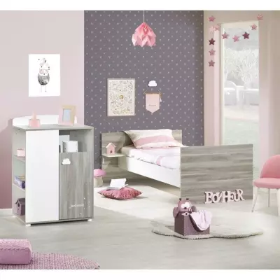 Lit Combiné Evolutif 90x190cm Babyprice Smile - Chêne silex