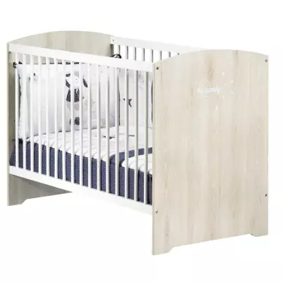 Lit bébé à barreaux Babyprice Smile - Hêtre (120 x 60 cm)