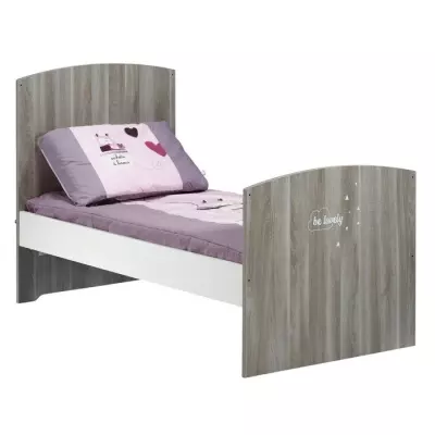Lit bébé évolutif 140x70cm - Babyprice Smile - Chene silex - Blanc
