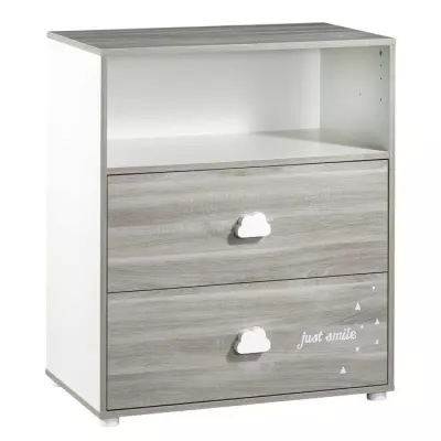 Commode à langer Smile Chêne silex - Blanc - Made in France