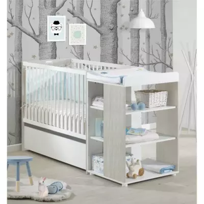 Lit bébé Combiné Evolutif BABYPRICE SITTA - Transformable 60x120 à 90x190 cm