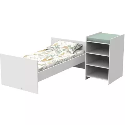 Lit bébé combiné évolutif en bois blanc - Babyprice First