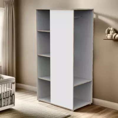 Armoire enfant blanche en bois avec étagères - Babyprice First
