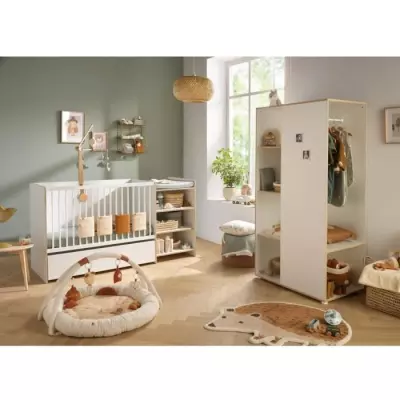 Armoire enfant blanche en bois avec étagères - Babyprice First
