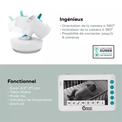 Écoute bébé vidéo YOO Moov de Babymoov - Compact et performant
