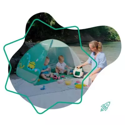Tente anti-UV bébé Badabulle, protection FPS 50+ - Vert
