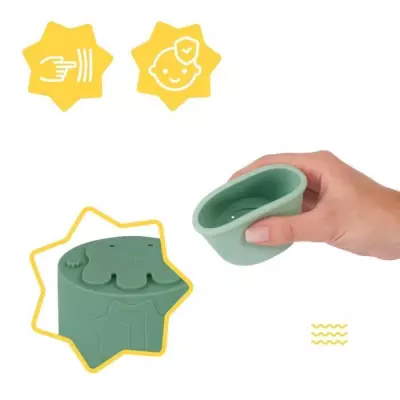 Lot de 7 Tasses Empilables Numérotées pour le Bain - Jouets en Silicone Souple