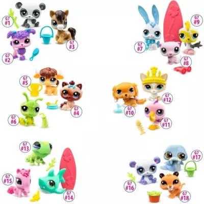 Figurine Miniature Littlest Pet Shop - 3 Animaux Surprise - Collection à Collectionner