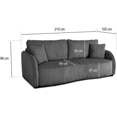 Canapé convertible 3 places BARI - Velours anthracite - Coffre de rangement Canapé convertible 3 places BARI - Velours anthracite - Coffre de rangement