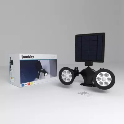 Projecteur solaire double spot extérieur étanche - 600 Lm