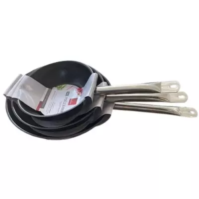 Lot de 3 poêles Baumalu - Gastronomie - Acier inoxydable - 20 / 24 / 28 cm