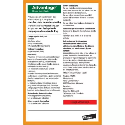 Solution Antipuce Chat Lapin 1 a 4kg - Lot de 6 pipettes