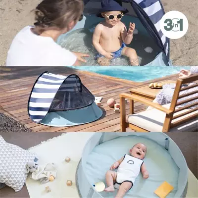 Parc bébé 3 en 1 Aquani marinière avec anti-UV FPS 50+