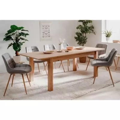 Table à manger extensible industriel Bergen - L 160-200 x P 75 x H 90 cm