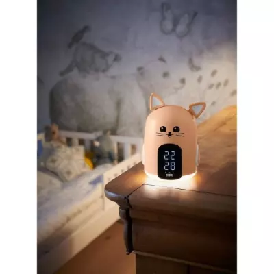 Réveil & Veilleuse Chat Mia - 3 sons uniques - Lumière ajustable - RADIO REVEIL
