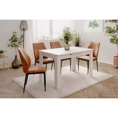 Table extensible BIRMINGHAM 80A - Blanc - Ouverture automatique - 6/8 pers.