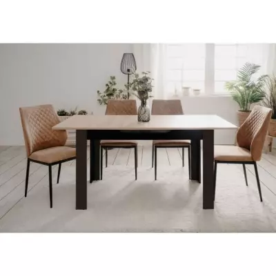 Table extensible BIRMINGHAM 80A - Chêne/noir - 6/8 pers