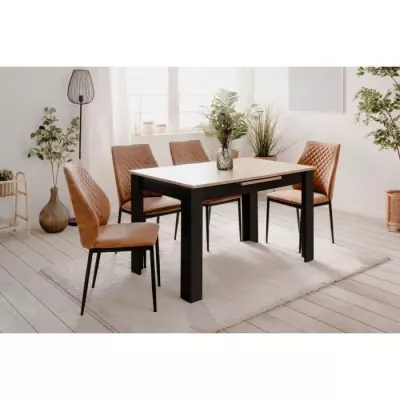 Table extensible BIRMINGHAM 80A - Chêne/noir - 6/8 pers