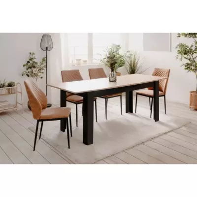 Table extensible BIRMINGHAM chene/noir 160-200 x 75 x 80 cm - 8/10 pers