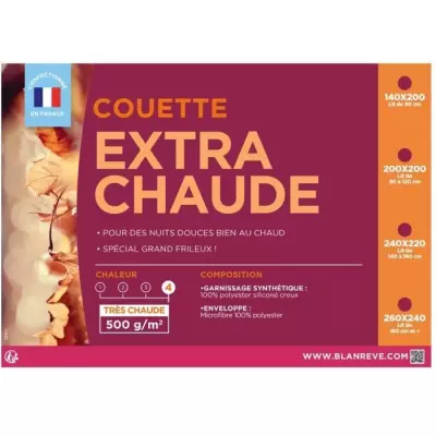 Couette extra chaude en microfibre BLANREVE - Made in France