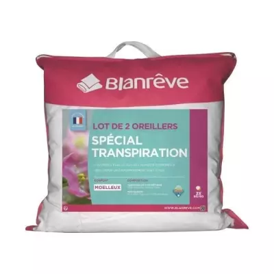 Lot de 2 Oreillers Anti-Transpiration - Fabrication Française