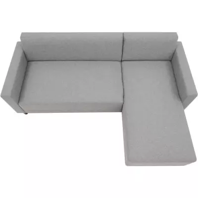 Canapé d'angle fixe 4 places BOB - Tissu souris - Réversible