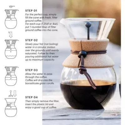 CAFETIÈRE POUR OVER BODUM 0.5L - Filtre inox, 4 tasses