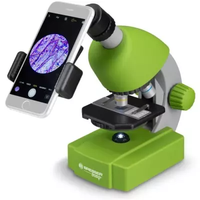 Microscope 40x-640x BRESSER JUNIOR avec LED - kit expérimentation - vert