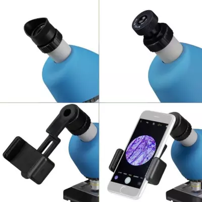 Microscope BRESSER JUNIOR 40x-640x LED - kit expérimentation - bleu